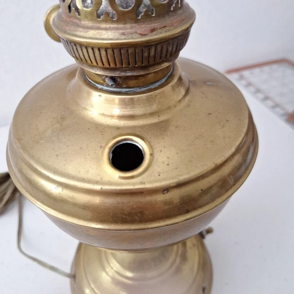 Vintage Otto Muller 1880 Russian Kerosene Oil Lamp - Brass Antique Miracle Lamp